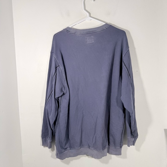 Aerie Upstate Distressed Blue Oversized Crewneck Pullover Sweatshirt Medium - Picture 8 of 8